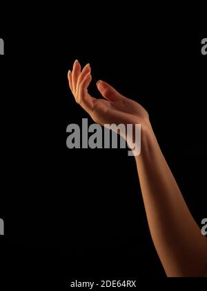 Beautiful Woman's Hand in Rim Light Stock Photo