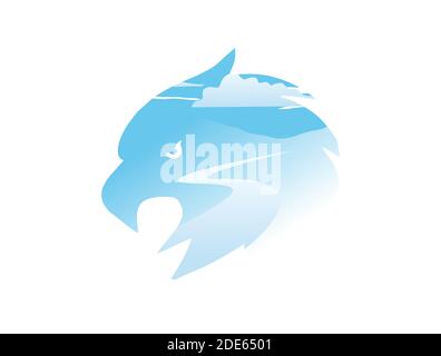 A Vector Eagle  mountain and river logo sign Stock Vector