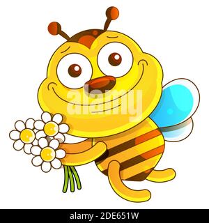 Illustration of a Friendly Cute Bee Flying Stock Vector