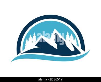 A Vector Illustration of Eagle  mountain and river logo sign Stock Vector