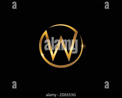 A vector Illustration of Golden Monogram Letter W Logo Sign Stock Vector