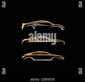 A Vector Illustration of Golden and Silver Car Sign Stock Vector