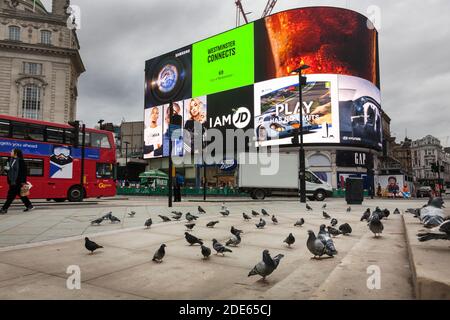 23rd November 2020, an empty Piccadilly Circus, Central London, during the second Covid 19 national lockdown of 2020 Stock Photo