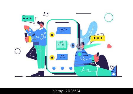 The guy and the girl correspond with each other Stock Vector