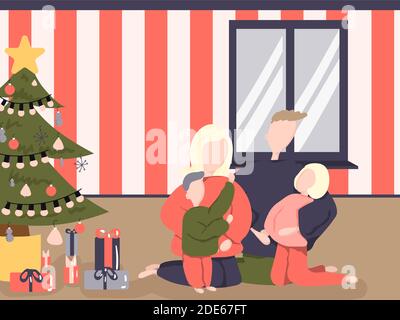 Family gathered on Christmas Eve to spend time together Stock Vector