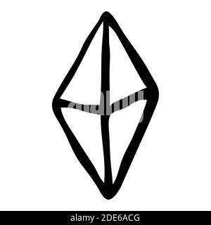 Vector Illustration Hand-drawn Silhouette Of A Diamond For Your Design. Suitable For Design Corporate Identity, Labels, Packing. Stock Vector