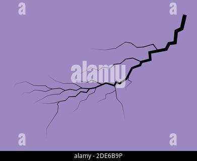 Silhouette Of A Thunder Lightning On A Lilac Background Stock Vector