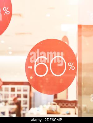 Sale percent sign. Store background. Black Friday concept Stock Photo
