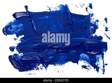 Hand drawn isolated oil paintbrush stripe with deep dirty blue color esp 10 vector illustration. Template for your text atop. Stock Vector