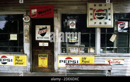 Historical 1970s Photo:   Du Quoin IL gas station ca.  July 1973 Stock Photo