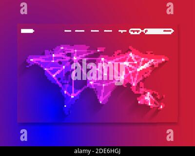 Network data protection technology colorful landing page, blue interface, vector, illustration, eps 10 file Stock Vector