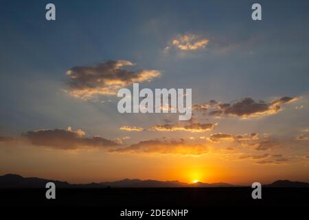 Beautiful sunset and sunrise sky in Iran Stock Photo