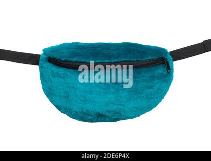 Blue color belt bag isolated on white background Stock Photo