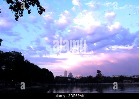 View of Madrid from Casa de Campo Stock Photo