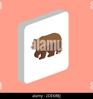Bear Simple vector icon. Illustration symbol design template for web mobile UI element. Perfect color isometric pictogram on 3d white square. Bear ico Stock Vector