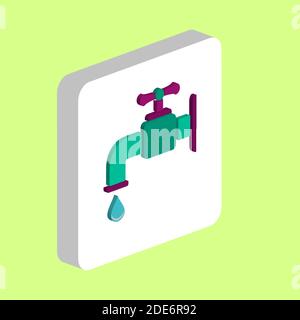 Faucet Simple vector icon. Illustration symbol design template for web mobile UI element. Perfect color isometric pictogram on 3d white square. Faucet Stock Vector