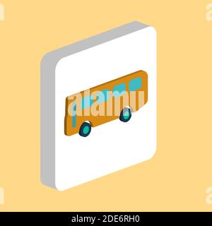 Old Bus Simple vector icon. Illustration symbol design template for web mobile UI element. Perfect color isometric pictogram on 3d white square. Old B Stock Vector