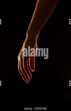 Beautiful Woman's Hand in Rim Light  - Relaxed Stock Photo