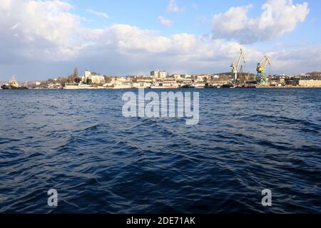 View of Sevastopol from sea in spring Stock Photo