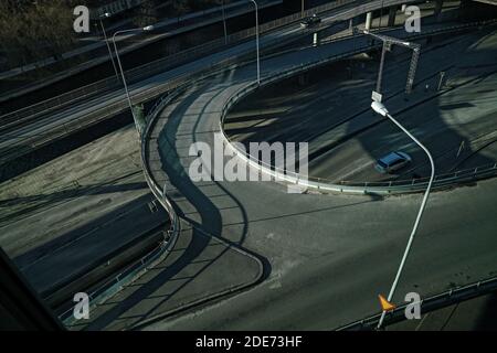 Stockholm - 02/07/2017: aerial view from window of elevated highway Stock Photo