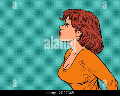 Angry woman. Profile view Stock Vector