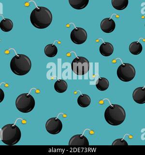 WOW seamless pattern Background with Bomb in Pop Art Style. Vector Illustration EPS10 Stock Vector