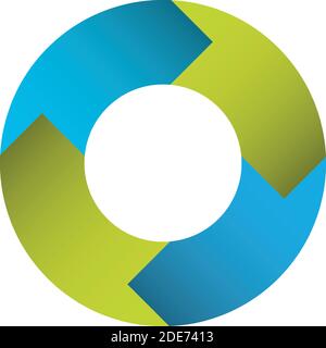 4 arrows in circle. Business infographic diagram of four repeating steps. Simple flat vector illustration Stock Vector