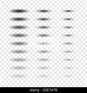 Vector oval shadow set. Transparent and gradient effect with soft edge isolated on check background. Stock Vector