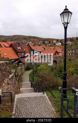 historical city fortification around the old town, Wernigerode, Saxony-Anhalt, Germany Stock Photo