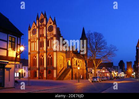 Historic town hall in brick Gothic style, Tangermünde, Germany Stock Photo