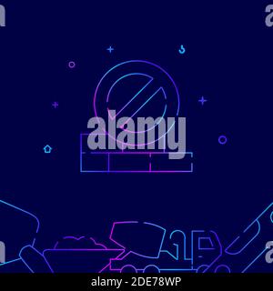 No construction gradient line vector icon, simple illustration on a dark blue background, construction, decoration and repair related bottom border. Stock Vector