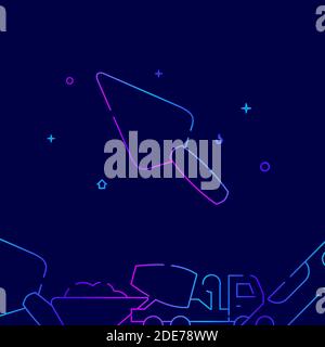 Masonry trowel gradient line vector icon, simple illustration on a dark blue background, construction, decoration and repair related bottom border. Stock Vector