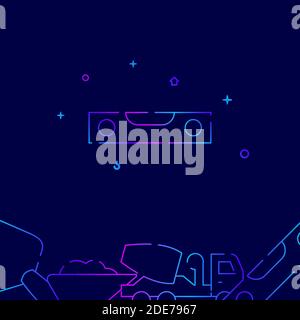 Building level gradient line vector icon, simple illustration on a dark blue background, construction, decoration and repair related bottom border. Stock Vector