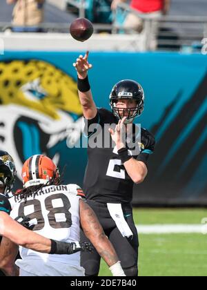 Jacksonville, FL, USA. 29th Nov, 2020. Cleveland Browns long snapper  Charley Hughlett (47) before 1st half NFL football game between the Cleveland  Browns and the Jacksonville Jaguars at TIAA Bank Field in