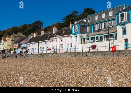 England, Dorset, Lyme Regis, Beach Front Houses Stock Photo