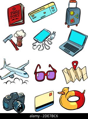 Travel tourism collection set icons symbols Stock Vector