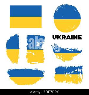 Grunge Ukraine flags set. Vector stock illustration  Stock Vector