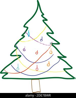 Christmas tree doodle. Winter holiday hand drawn elements Stock Vector