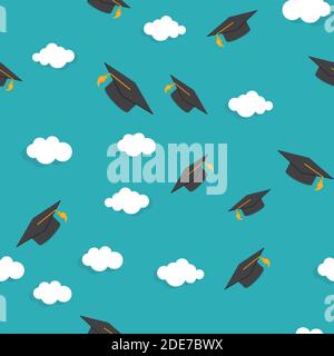 Graduarion Education Seamless Pattern Background. Vector Illustration EPS10 Stock Vector