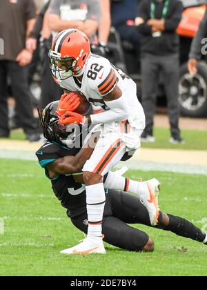 October 27, 2019; Foxborough, MA, USA; Cleveland Browns wide receiver  Antonio Callaway (11) in action during the NFL game between Cleveland Browns  and New England Patriots at Gillette Stadium. Anthony Nesmith/(Photo by