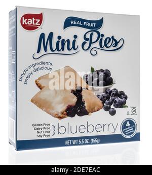 Winneconne, WI -29 November 2020:  A package of Katz Mini pies on an isolated background. Stock Photo