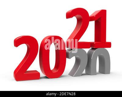 2020-2021 change represents the new year 2021, three-dimensional rendering, 3D illustration Stock Photo