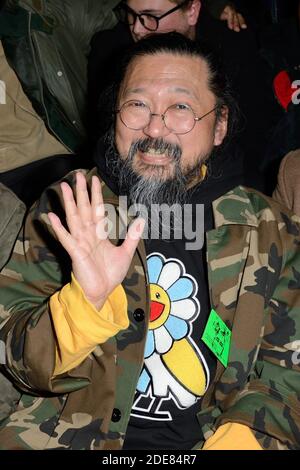 Artist, Takashi Murakami, smile after the Off White shows as part of  Menswear Fall/Winter 2019-2020 on January 16 in Paris, France. Photo by  Julie Sebadelha/ABACAPRESS.COM Stock Photo - Alamy