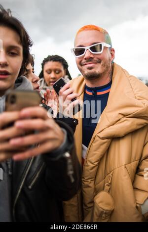 J. Balvin attending the Louis Vuitton Menswear Fall/Winter 2020-2021 show  as part of Paris Fashion Week in Paris, France on January 16, 2020. Photo  by Aurore Marechal/ABACAPRESS.COM Stock Photo - Alamy