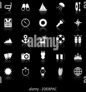 Diving icons with reflect on black background, stock vector Stock Vector