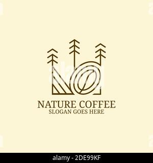 Simple line art Coffee farm logo design idea, can use for your trademark, branding identity or commercial brand Stock Vector