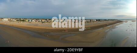 Caorle: Panoramic view on city from above and cloudy sky Stock Photo