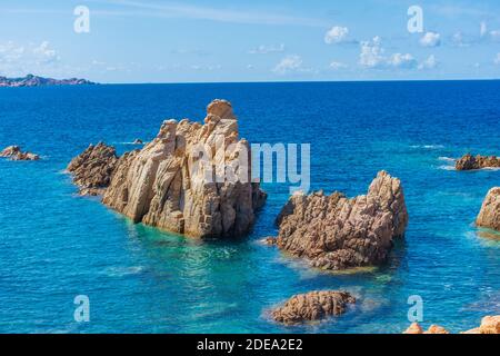 Crystal clear waters of Li Cossi beach, Sardinia, Italy Stock Photo