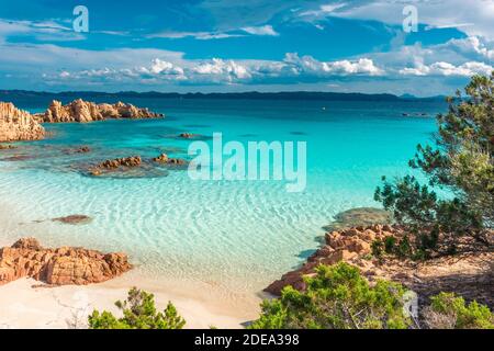 Amazing pink sand beach in Budelli Island, Maddalena Archipelago, Sardinia, Italy Stock Photo