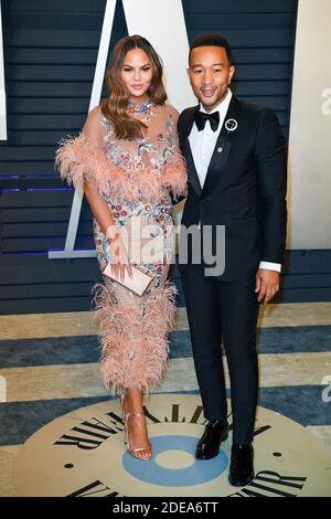 Chrissy Teigen and John Legend attending the 2019 Vanity Fair Oscar Party hosted by editor Radhika Jones held at the Wallis Annenberg Center for the Performing Arts on February 24, 2019 in Los Angeles, CA, USA. Photo by David Niviere/ABACAPRESS.COM Stock Photo